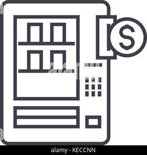 Distributeurs automatiques sur l'icône de la ligne du vecteur, signer, illustration sur arrière-plan, coups modifiable Illustration de Vecteur