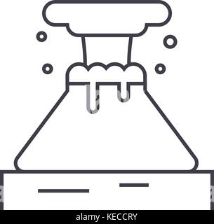 L'icône de la ligne du vecteur volcan, signe, l'illustration en arrière-plan, coups modifiable Illustration de Vecteur