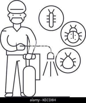 Destroyer bug,travailleur l'icône de la ligne du vecteur, signe, l'illustration en arrière-plan, coups modifiable Illustration de Vecteur