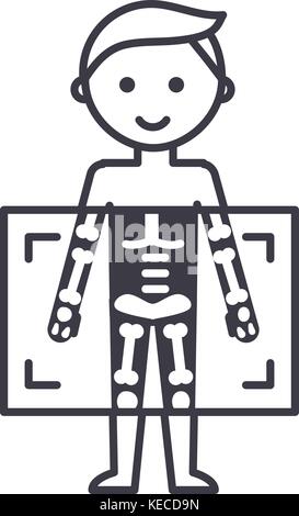 X-ray,les diagnostics médicaux, l'icône de l'homme ligne vectorielle, illustration inscrivez-vous sur le contexte, les traits modifiable Illustration de Vecteur