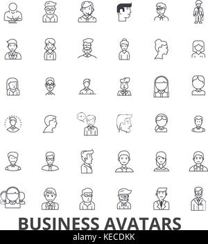 Avatars d'affaires, homme d'affaires, businesswoman, équipe, groupe, les gens, les utilisateurs d'icônes. ligne coups modifiable. vector illustration design concept symbole isolated linéaire. Illustration de Vecteur