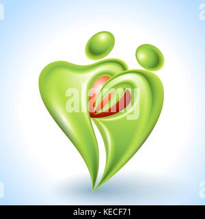 Eco-icône avec danseurs vert Illustration de Vecteur