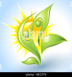 Eco-icône avec danseurs vert Illustration de Vecteur