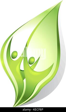 Eco-icône avec danseurs vert Illustration de Vecteur