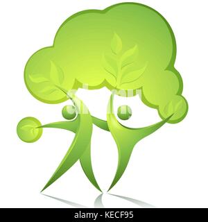 Eco-icône avec danseurs vert Illustration de Vecteur