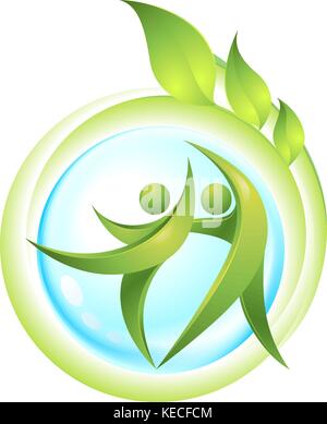 Eco-icône avec danseurs vert Illustration de Vecteur