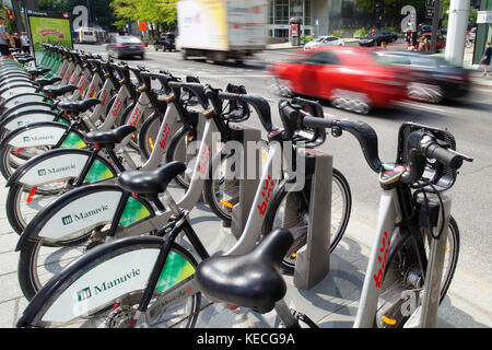 Montréal,Canada,23 Septembre,2017. location de vélos Bixi full rack dans le coeur du centre-ville de Montréal. Source:Mario Beauregard/Alamy live news Banque D'Images