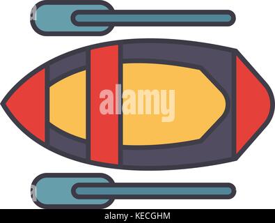 Kayak ligne plate Illustration, concept vector icône isolé Illustration de Vecteur