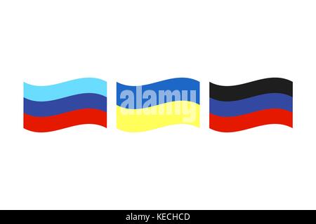 Vector illustration de l'un des drapeaux de l'autonomie proclamée république populaire de Lougansk et donetsk république populaire et aussi le drapeau de l'ukraine on white Illustration de Vecteur