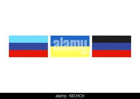 Vector illustration de l'un des drapeaux de l'autonomie proclamée république populaire de Lougansk et donetsk république populaire et aussi le drapeau de l'ukraine on white Illustration de Vecteur