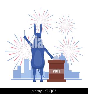 Le résultat des élections aux États-Unis. Illustration de l'âne et l'éléphant républicain démocratique résultat du concours. Illustration de Vecteur