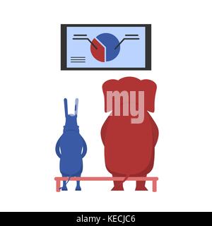 Le résultat des élections aux États-Unis. Illustration de l'âne et l'éléphant républicain démocratique résultat du concours. Illustration de Vecteur
