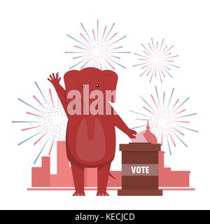 Le résultat des élections aux États-Unis. Illustration de l'âne et l'éléphant républicain démocratique résultat du concours. Illustration de Vecteur