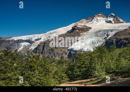 Massif du Mont Tronador, Manso, Glacier Glacier Overa Castano, de trail à Refuge Otto Meiling, Andes, le Parc National Nahuel Huapi, Patagoni Banque D'Images