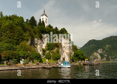 Église de traunkirchen vus de traunsee en été, Salzkammergut Autriche Banque D'Images