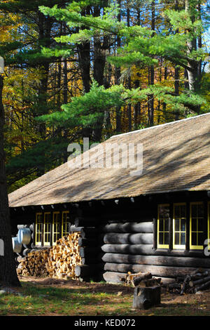 Une belle cabane dans les bois entouré par la nature dans le nord du Michigan, united states Banque D'Images