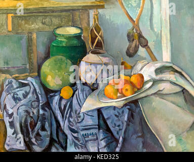 Still Life with a Ginger jar and aubergines, Paul Cezanne, 1893-1894, Metropolitan Museum of Art, Manhattan, New York City, Etats-Unis, Amérique du Nord Banque D'Images