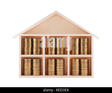 Maison en bois avec coins isolated on white Banque D'Images