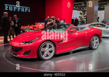 Francfort, Allemagne - Sep 13, 2017 : nouvelle voiture sport Ferrari Portofino débuts au salon de l'automobile IAA de Francfort 2017. Banque D'Images