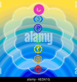 Symboles Chakra colorés Banque D'Images