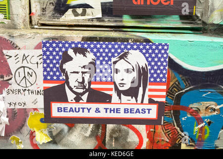 Donald Trump et Melania Trump - La Belle et la Bête - pièce d'art dans la rue Brick Lane London England Banque D'Images
