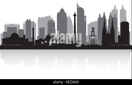 Jakarta Indonésie ville silhouette vector illustration Illustration de Vecteur