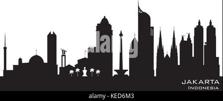 Jakarta Indonésie skyline silhouette vecteur détaillées Illustration de Vecteur