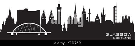 L'Écosse Glasgow city skyline silhouette vecteur détaillées Illustration de Vecteur