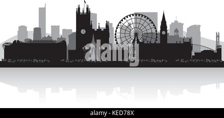 Manchester City skyline silhouette vector illustration Illustration de Vecteur