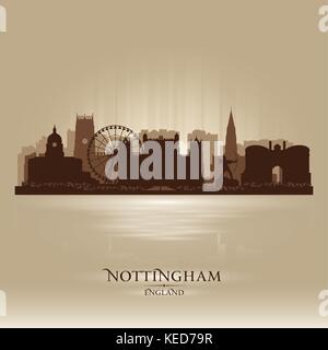 Skyline silhouette ville de Nottingham en Angleterre Illustration de Vecteur