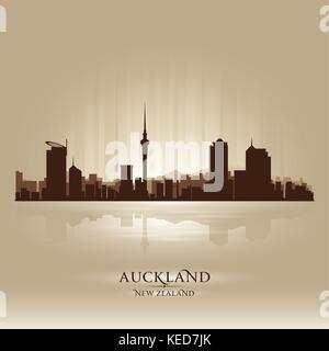 Auckland Nouvelle Zélande skyline silhouette ville Illustration de Vecteur