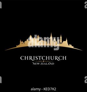 Nouvelle-zélande Christchurch City skyline silhouette. Vector illustration Illustration de Vecteur