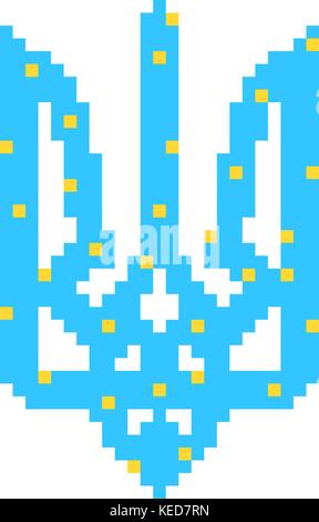 Pixel art bleu et jaune de l'emblème de l'Ukraine Illustration de Vecteur