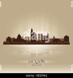 Jackson Mississippi city skyline silhouette. Vector illustration Illustration de Vecteur