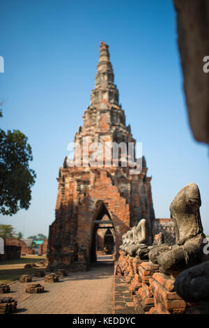 (Selective Focus) Wat Chaiwatthanaram complexe dans la ville d'Ayutthaya, Thaïlande. Banque D'Images