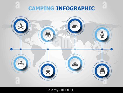 Conception infographique avec icônes, vecteur stock camping Illustration de Vecteur