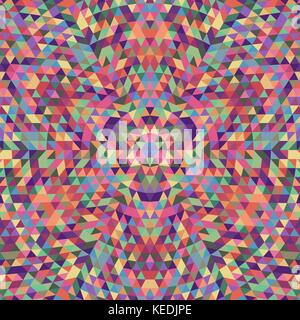Triangle géométrique ronde mandala kaleidoscope - background vector pattern design symétrique à partir de triangles multicolores Illustration de Vecteur