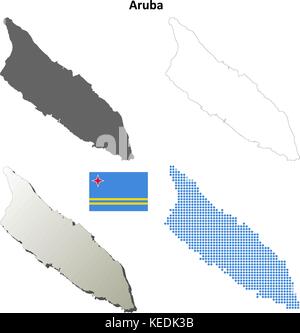 Aruba carte contour défini Illustration de Vecteur