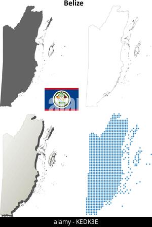 Belize carte contour défini Illustration de Vecteur
