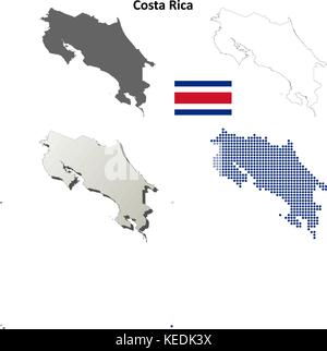 Costa rica contour plan set Illustration de Vecteur