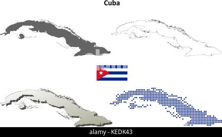 Cuba carte contour défini Illustration de Vecteur