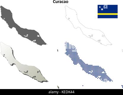 Curacao contour plan set Illustration de Vecteur