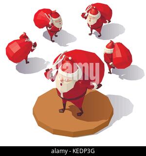 Père Noël avec sac cadeau rouge Illustration de Vecteur