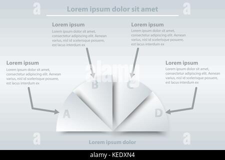 Quatre sujets de papier 3d blanc simple demi-cercle pour couvrir Site internet présentation poster vector illustration infographie design concept2 Illustration de Vecteur