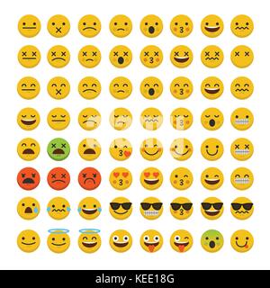 Ensemble d'émoticônes emoji visage des personnages. Illustration de Vecteur