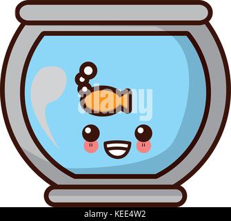 Dans un bol de poissons kawaii cute cartoon Illustration de Vecteur