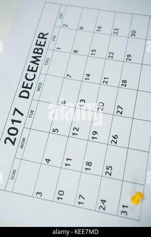 Frais généraux de pin jaune pousse sur 31 jours fin de mois de calendrier blanc sur Banque D'Images