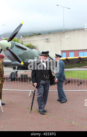 A WW11 de reconstitution sur Penmaenmawr beach Banque D'Images