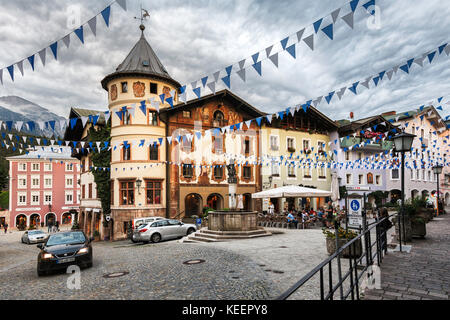 Début de soirée à Berchtesgaden, dans les Alpes bavaroises allemandes Banque D'Images