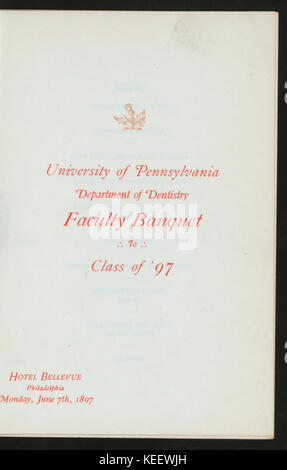 BANQUET À LA FACULTÉ DE LA CLASSE '97 (organisé par l'Université de Pennsylvanie) du département de la dentisterie (at) HÔTEL BELLEVUE, Philadelphie (PA) (HÔTEL ;) (NYPL Hadès 2709914000004312) Banque D'Images